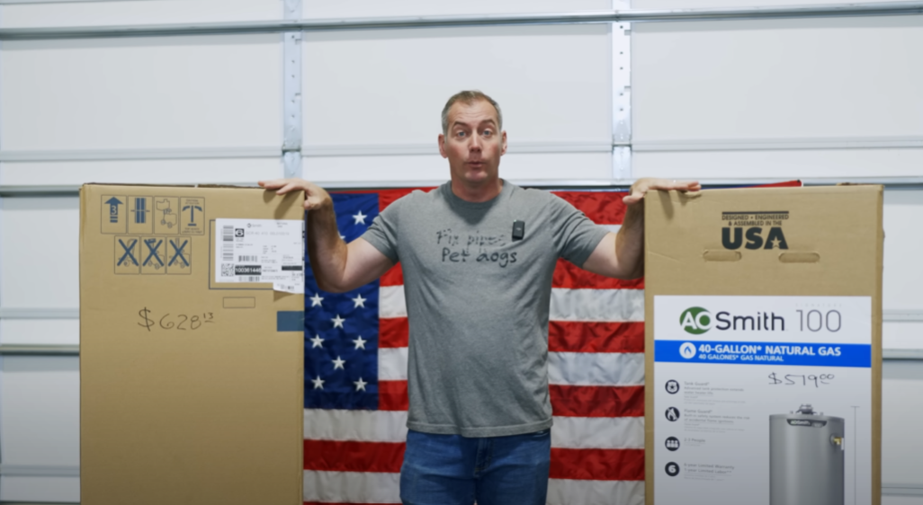 Display of various water heaters