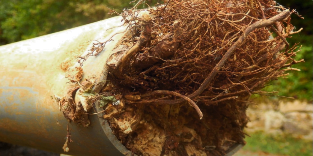 cutting roots out of sewer line