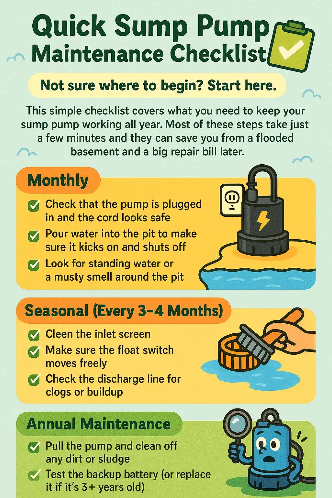 sump pump checklist infographic